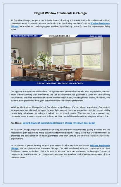 Euroview enhances homes with elegant window treatments Chicago. | PDF