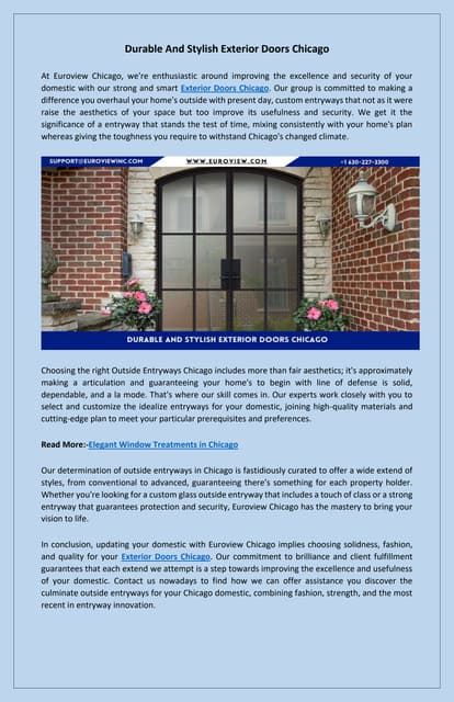 Quality Exterior Door Solutions With Euroview Chicago | PDF