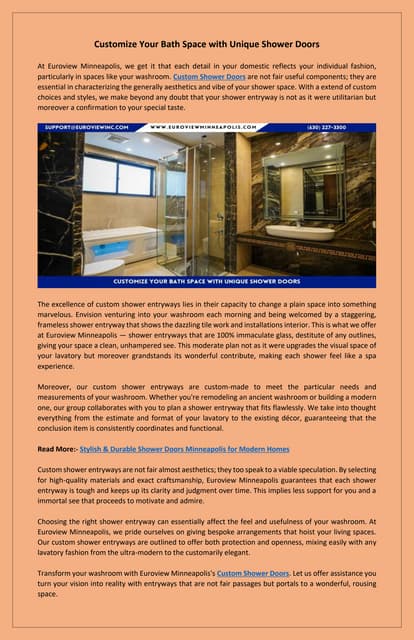 Your Choice for Custom Shower Doors in Minneapolis | PDF