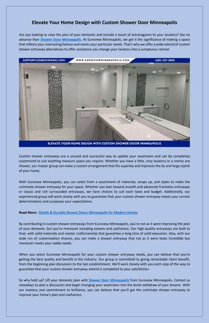 Find Your Ideal Shower Door Minneapolis Style Today | PDF