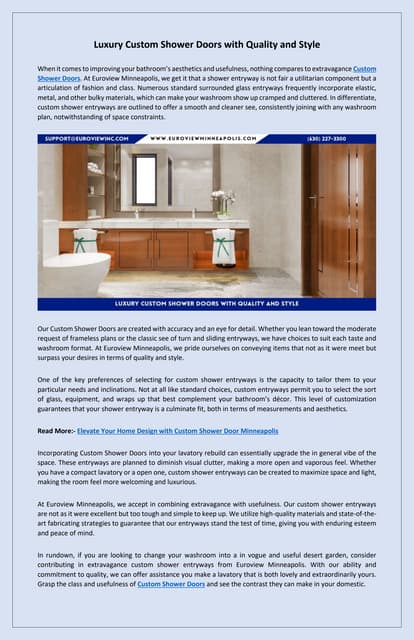 Find Your Ideal Shower Door Minneapolis Style Today | PDF