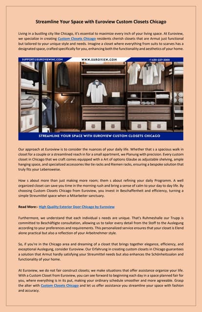 Design Your Perfect Space with Euroview Custom Closets Chicago | PDF