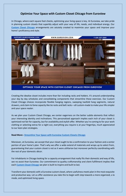 Tailor-Made for Chic Living Euroview Custom Closet Chicago | PDF