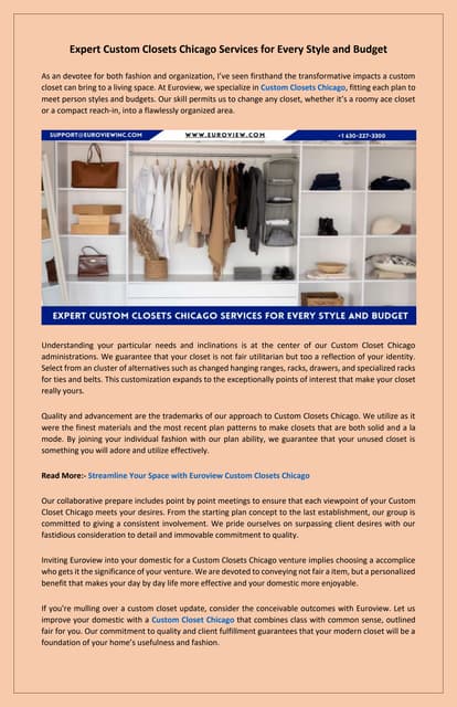 Transform Your Space with Custom Closets Chicago Design Experts | PDF