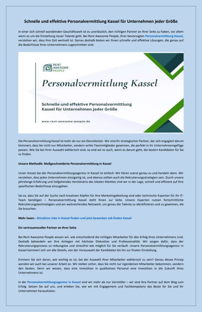 Nachhaltige Personallösungen mit professioneller Personalvermittlung in Kassel | PDF