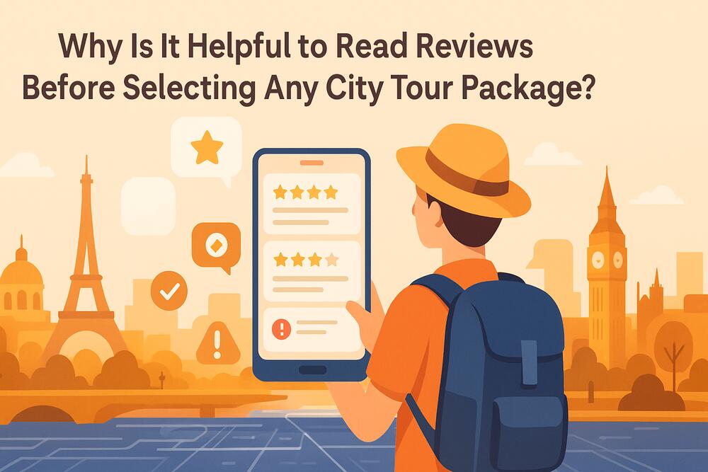 Why is it helpful to read reviews before selecting any city tour package?