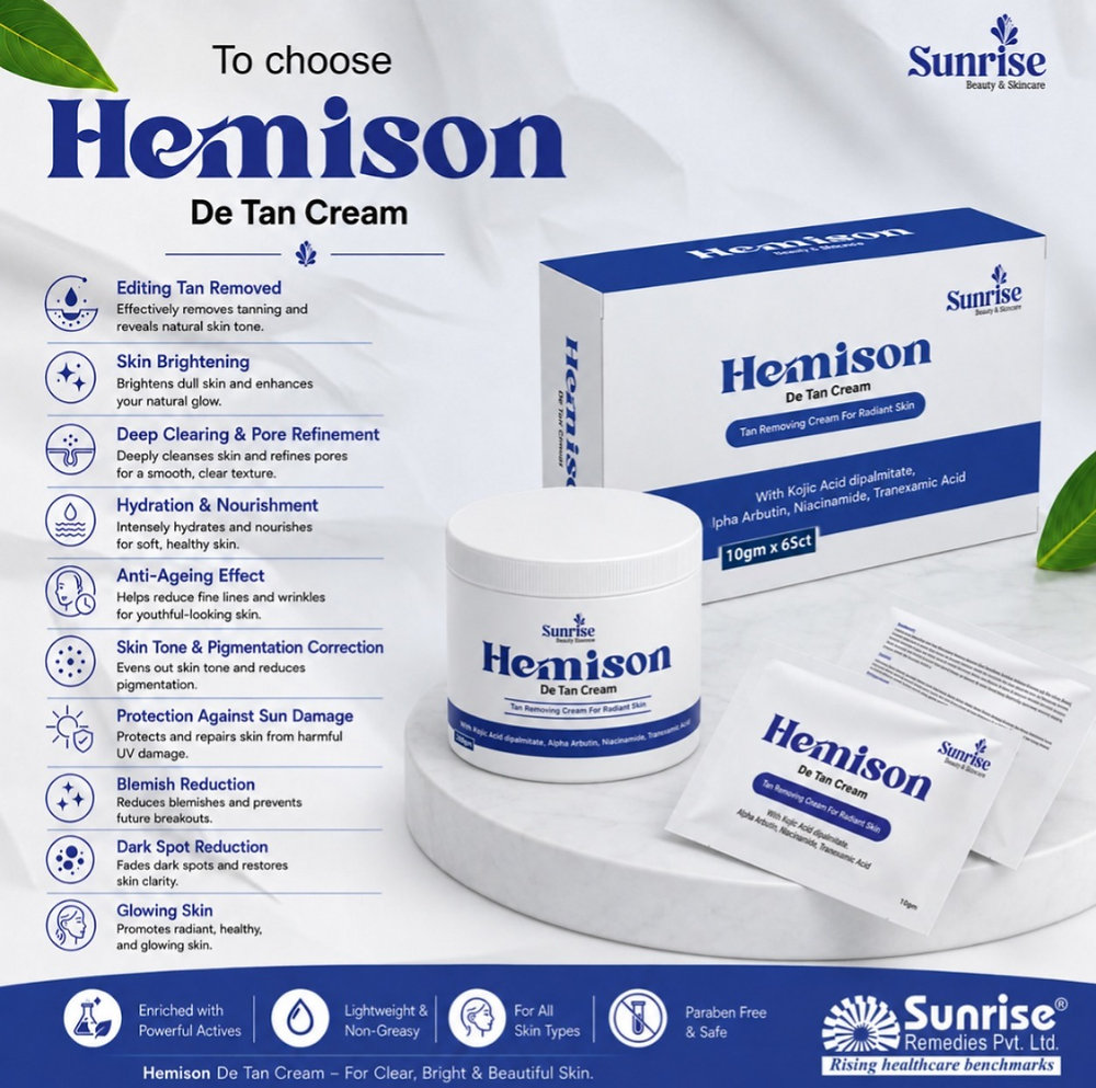 Hemison De-Tan Cream – Skin Brightening & Tan Removal Cream | Sunrise Remedies Pvt Ltd